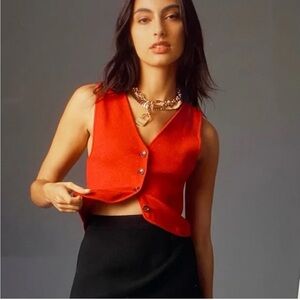 Maeve by Anthropologie Vibrant Red Sleeveless Sweater Vest